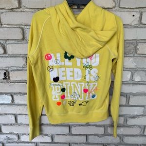 Victoria secret Pink yellow hoodie logo back